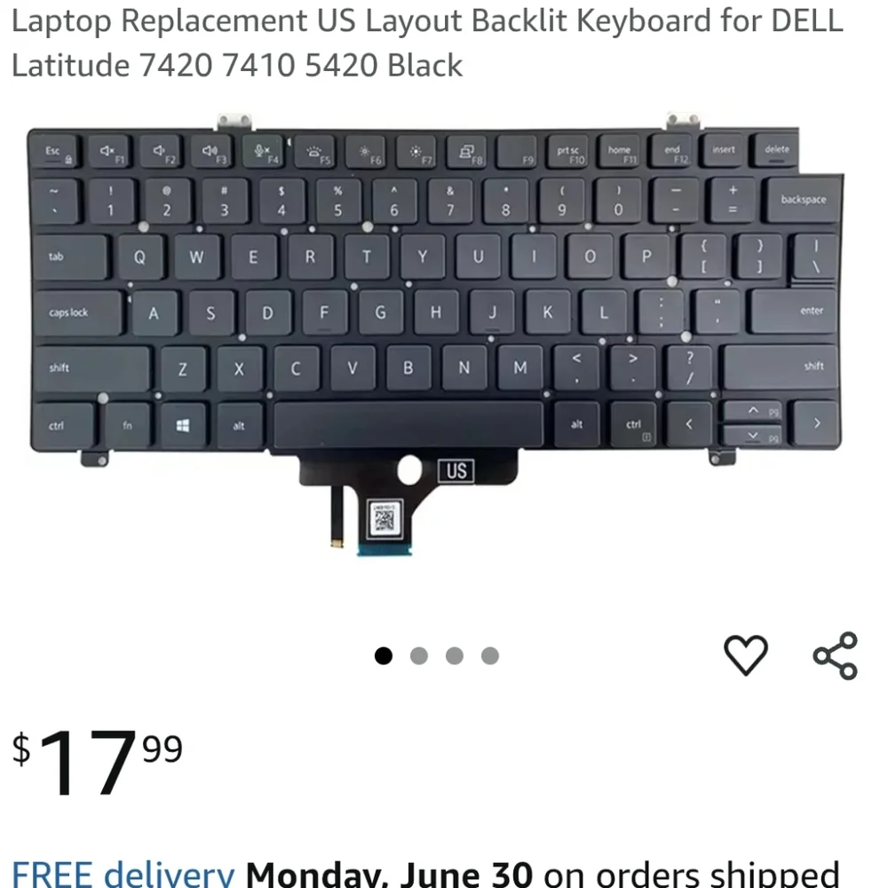 Dell Latitude Black Replacement Keyboard